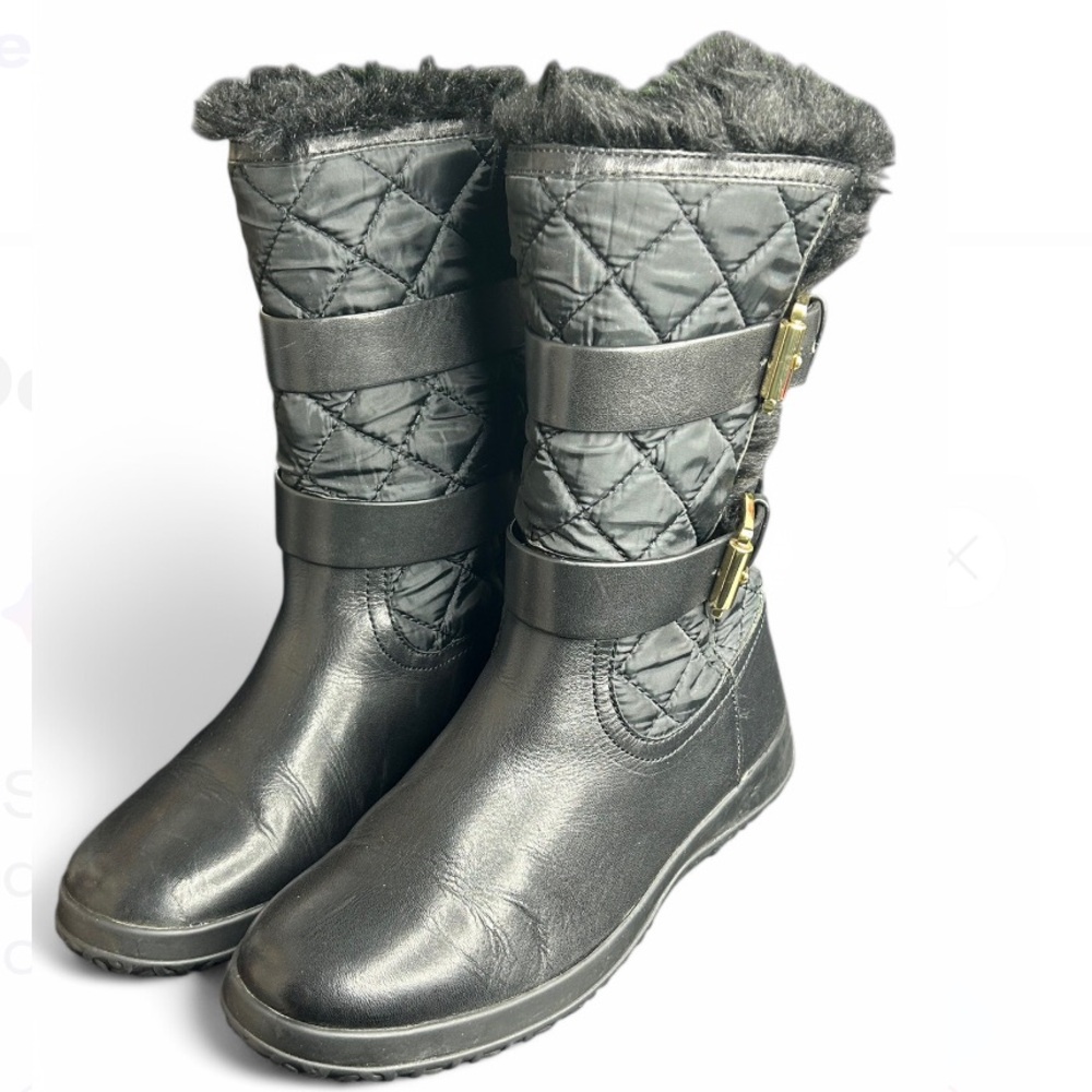 Michael Kors Aaron Boot Black, Size:6.5 Women's Black Quilted Boots